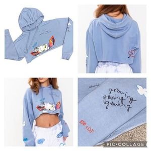Samii Ryan x Dessie Jackson Cropped Dolls Kill Heavenly Sweatshirt Angel Hoodie